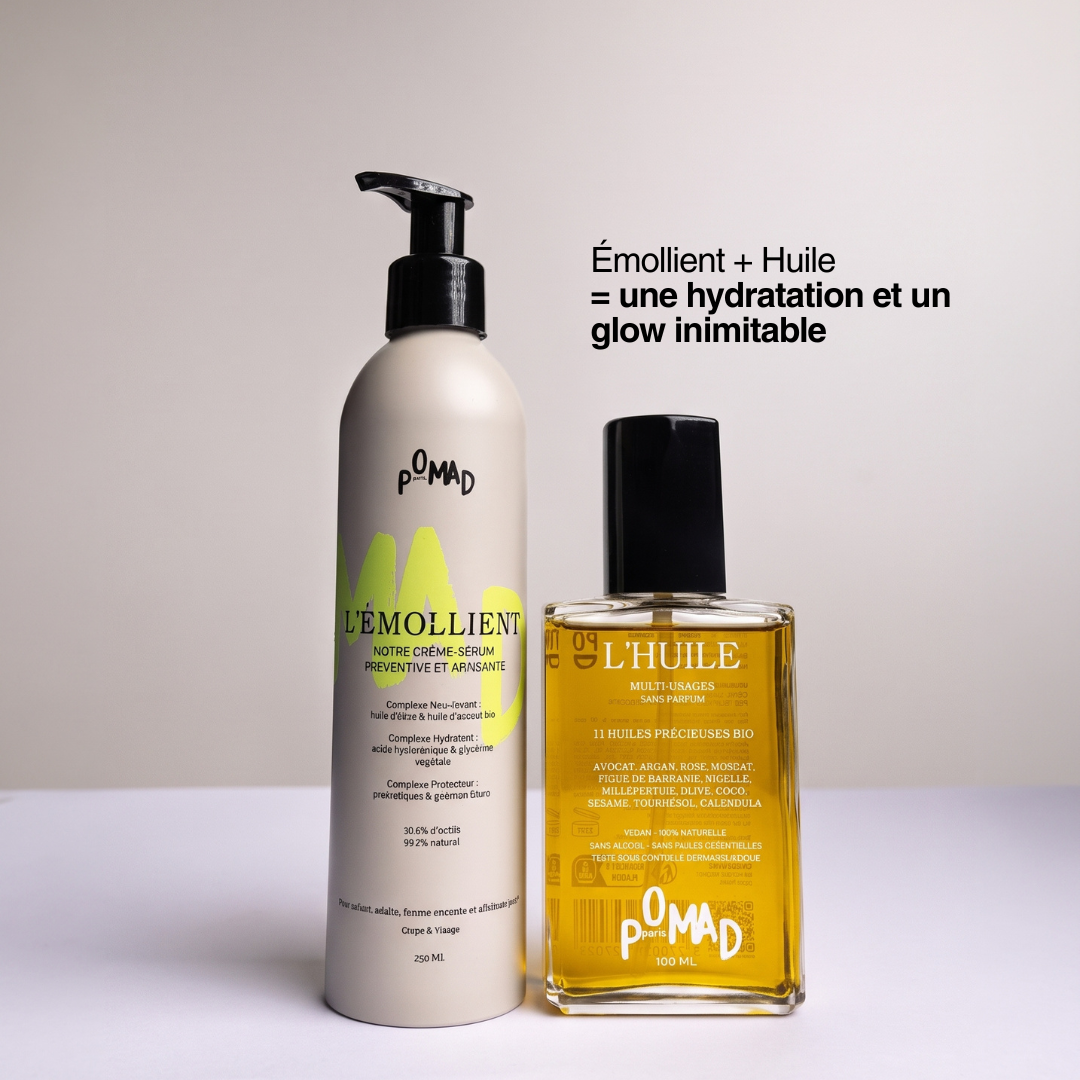 Huile et Émollient POMAD pour peau sèche, eczéma et psoriasis